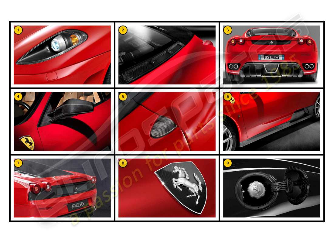 ferrari f430 coupe (accessories) extérieur - carrosserie schéma des pièces