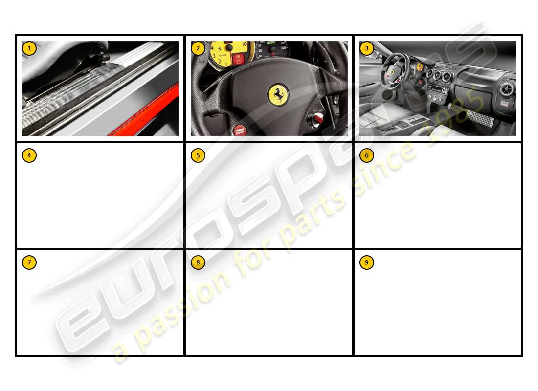 ferrari f430 coupe (accessories) intérieur - schéma général des pièces