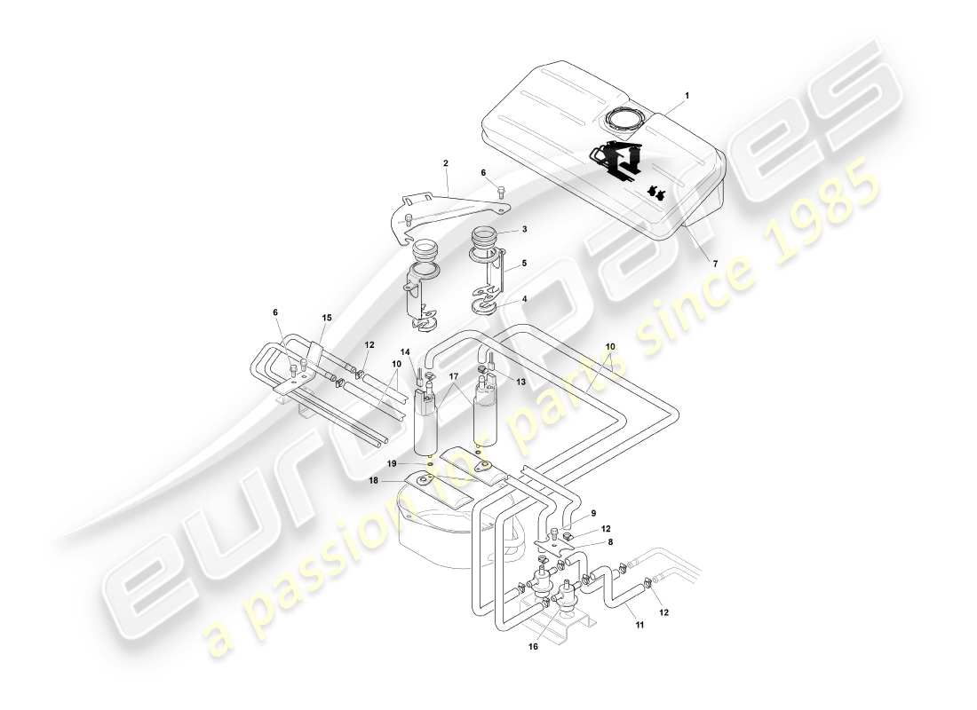 aston martin db7 vantage (2003) pot tourbillonnant, diagramme de pièce volante