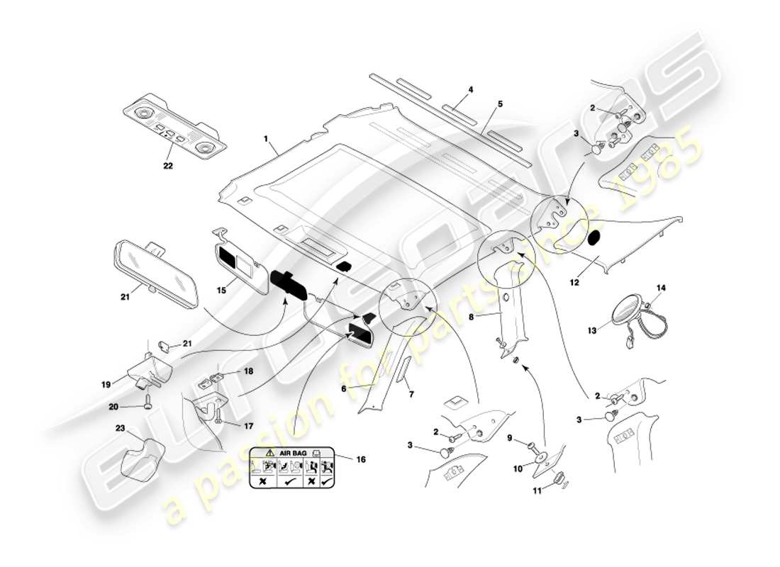 un schéma de pièces du catalogue de pièces aston martin db7 vantage (2004)