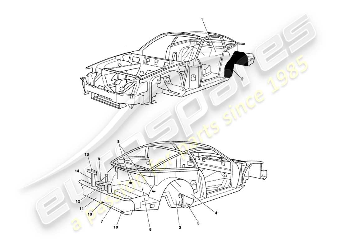 un schéma de pièces du catalogue de pièces aston martin v8 coupe