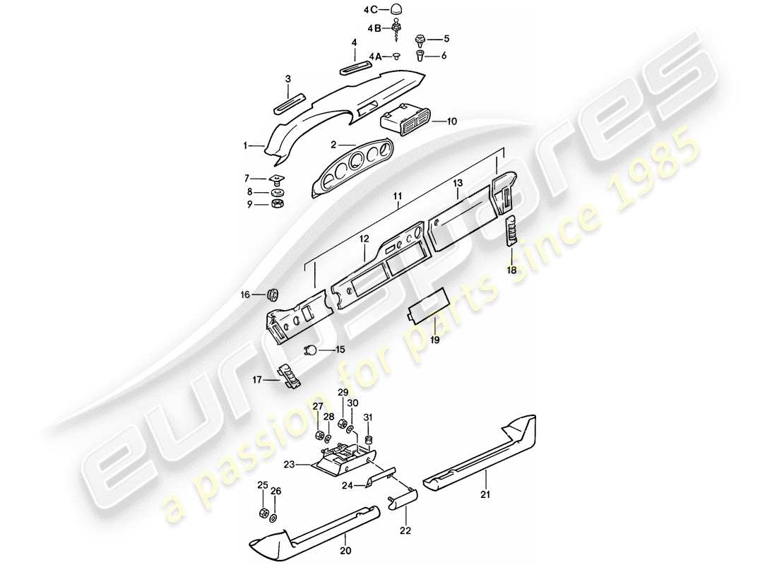 un schéma de pièces du catalogue de pièces porsche 911