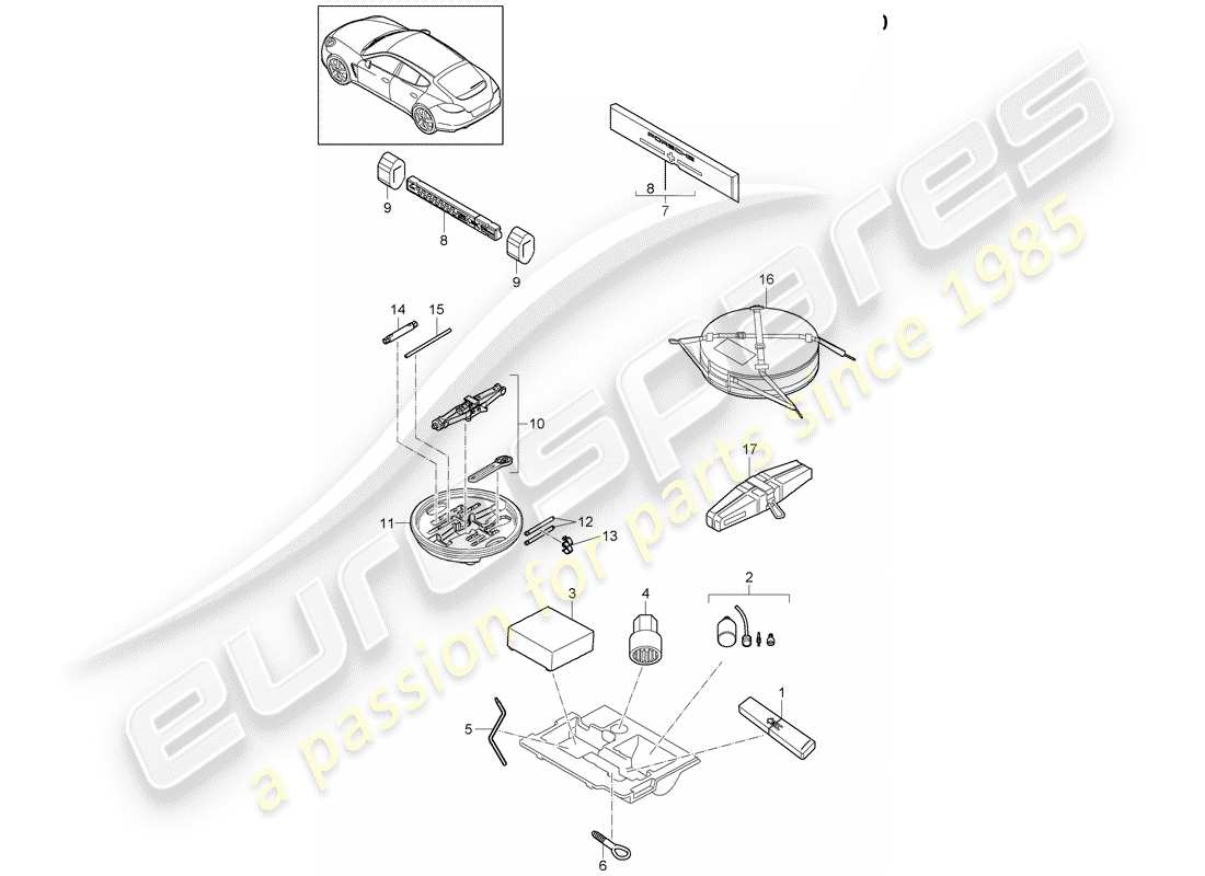 porsche 2011 (panamera 970) outil schéma des pièces