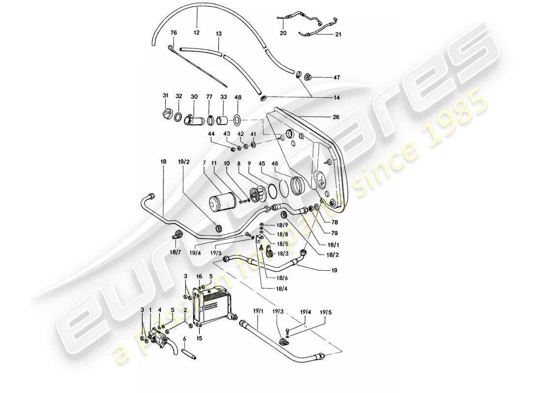 un schéma de pièces du catalogue de pièces porsche 914