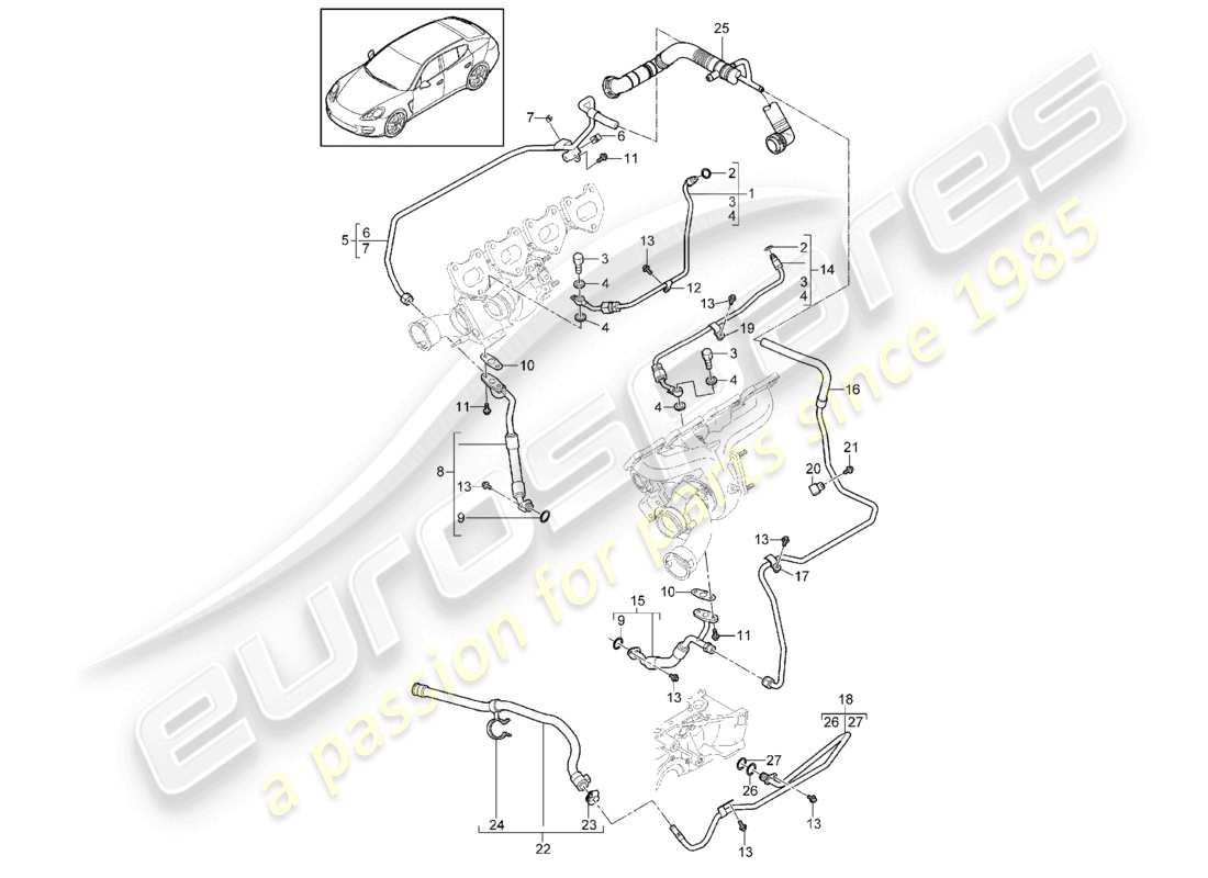 un schéma de pièces du catalogue de pièces porsche 2011 (panamera 970)