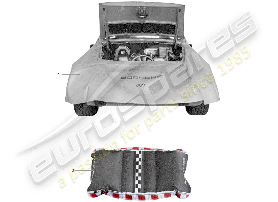 un schéma de pièces du catalogue de pièces porsche 1950 (accessories)