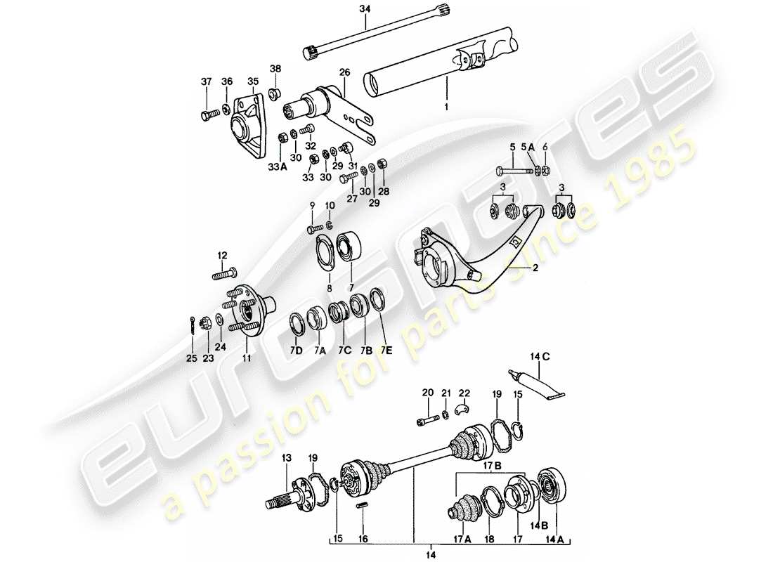 un schéma de pièces du catalogue de pièces porsche 1978 (911)