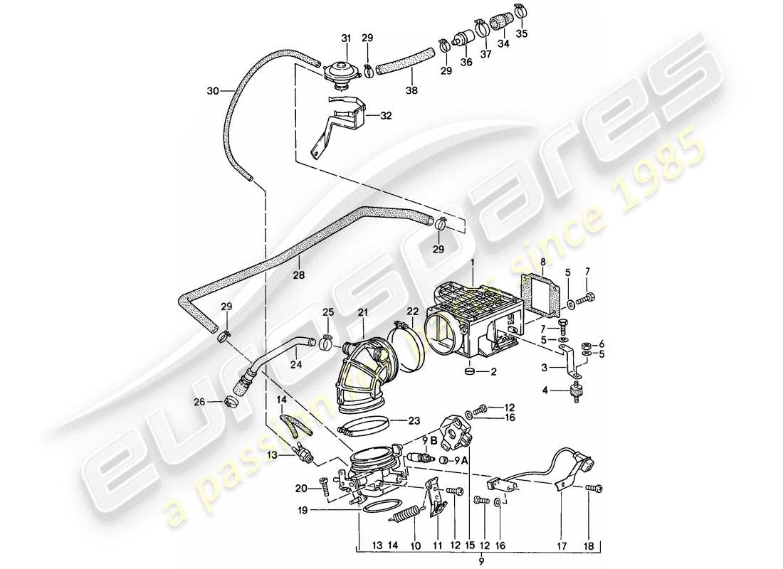 un schéma de pièces du catalogue de pièces porsche 1988 (911)