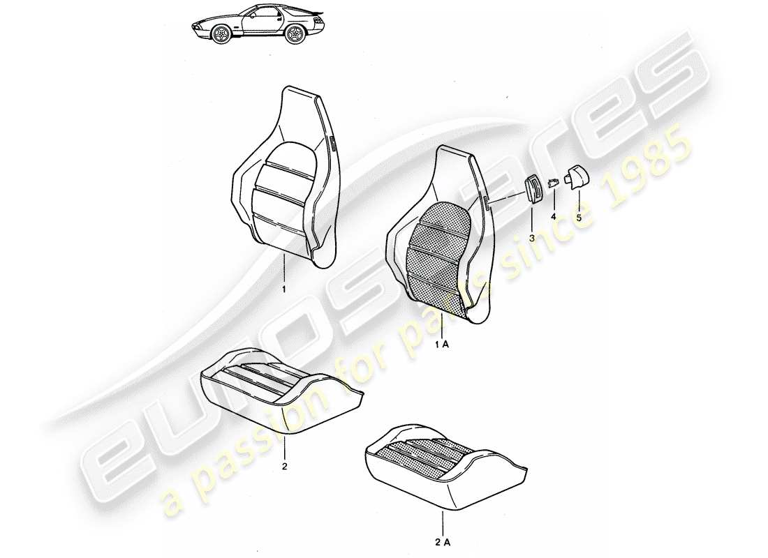 porsche seat 944/968/911/928 (1991) couvercle - élément chauffant - siège sport - d - mj 1987>> schéma des pièces