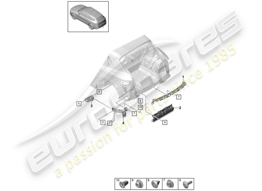 porsche 2018 (cayenne e3 9ya/9yb) attaches schéma des pièces