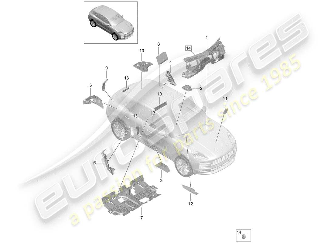 porsche 2019 (macan) absorbeur de bruit schéma des pièces