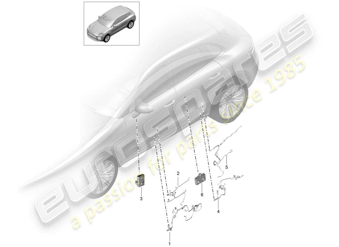 porsche 2019 (macan) diagramme des pièces du harnais
