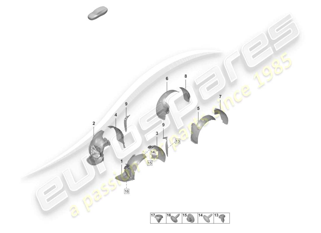porsche 2019 (992-1) doublure de logement de roue schéma des pièces