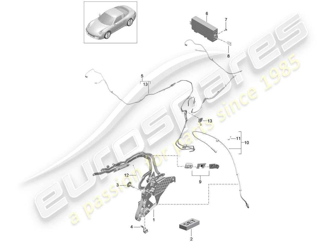 porsche 2013 (991-1) diagramme des pièces du cadre supérieur