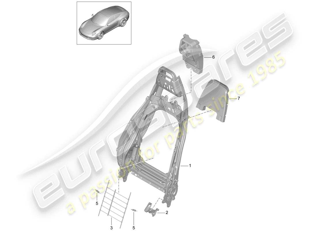 porsche 2013 (991-1) cadre de dossier schéma des pièces