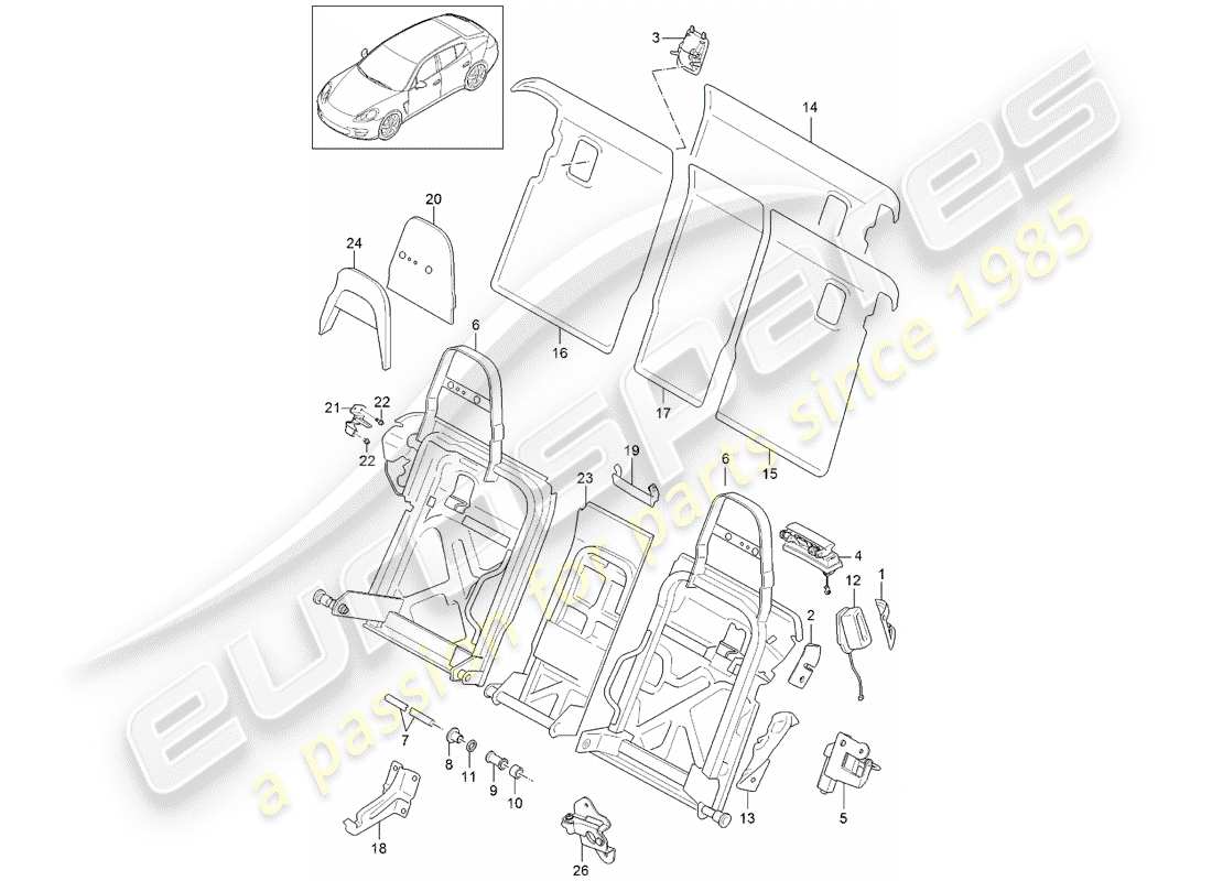 porsche 2012 (panamera 970) dossier de banquette arrière schéma des pièces