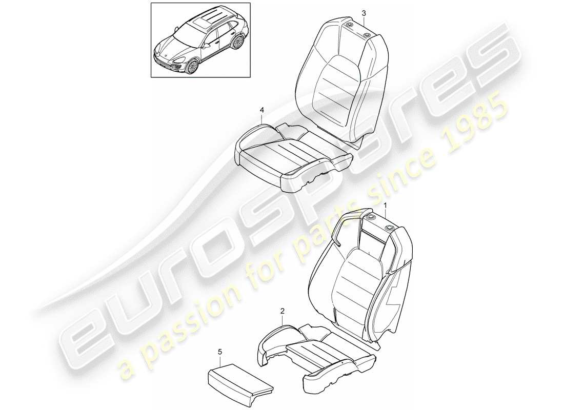porsche 2011 (cayenne e2 92a) pièce en mousse diagramme des pièces