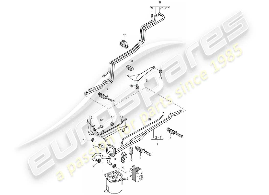 porsche 2008 (cayenne e1 9pa) système de carburant schéma des pièces