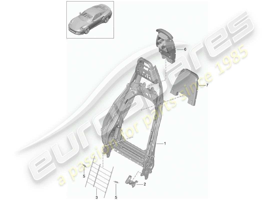 porsche 2020 (991-2 turbo) cadre - dossier schéma des pièces
