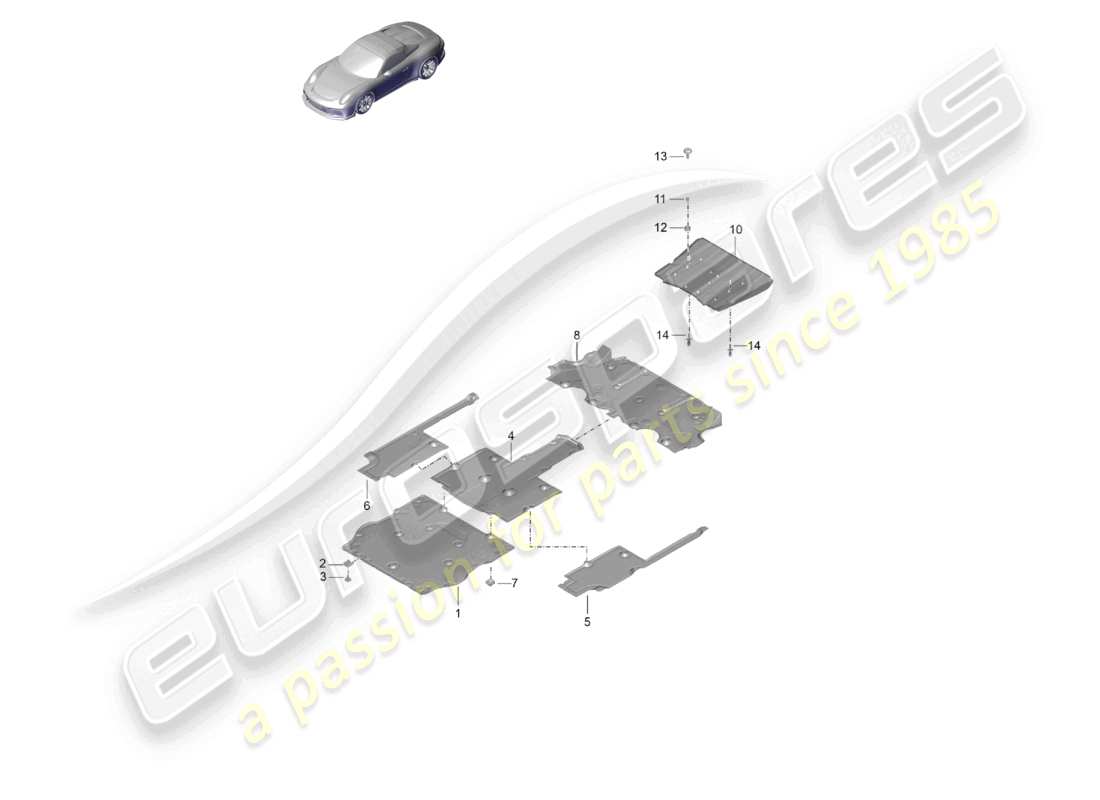 porsche 2020 (991-2 r/gt3/rs) garniture de soubassement speedster schéma des pièces
