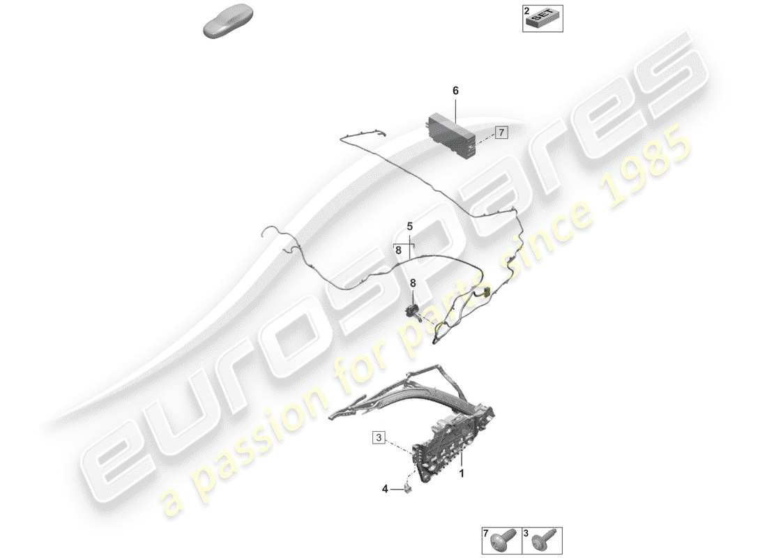 porsche 2019 (992-1) cadre supérieur schéma des pièces