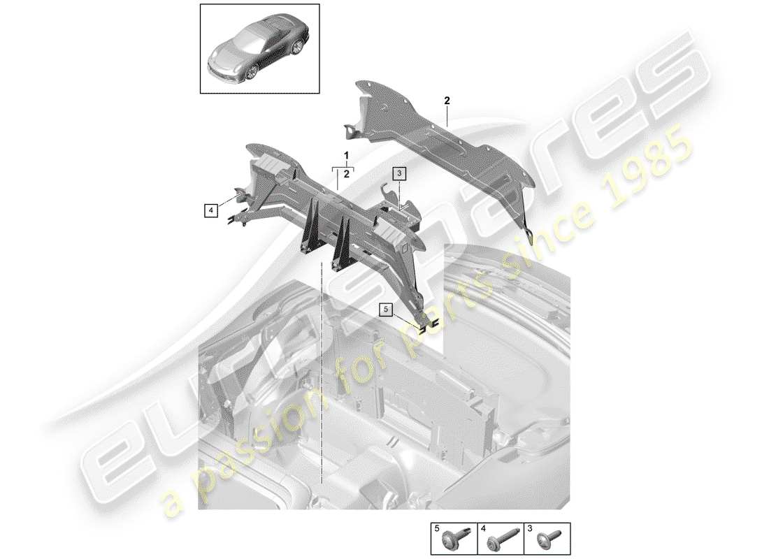 porsche 2015 (991-1 r/gt3/rs) diagramme des pièces de la traverse