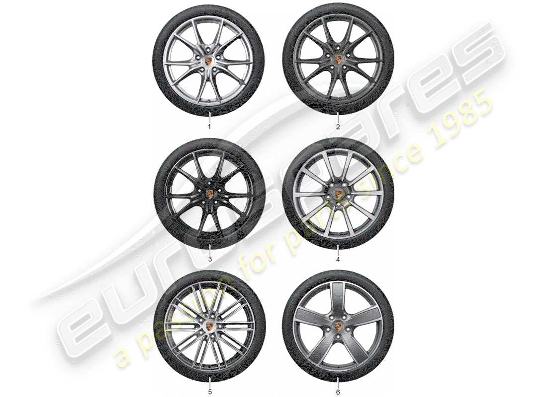 porsche 2013 (tequipment 98x/99x) 1 régler des jantes en aluminium avec schéma des pièces