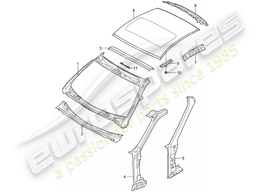 porsche 2009 997-2 turbo / gt2 diagramme des pièces du capot