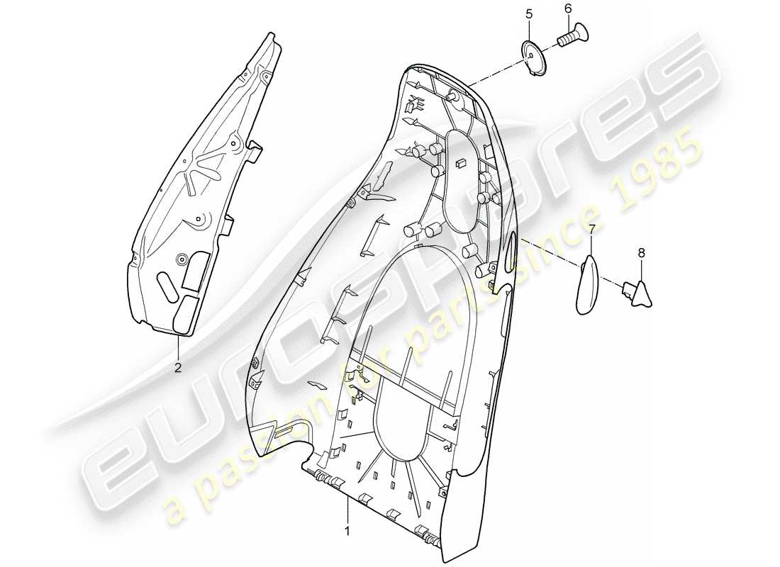porsche 2006 (987 cayman) coque de dossier schéma des pièces