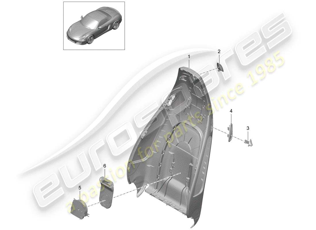 porsche 2014 (981 boxster) coque de dossier schéma des pièces