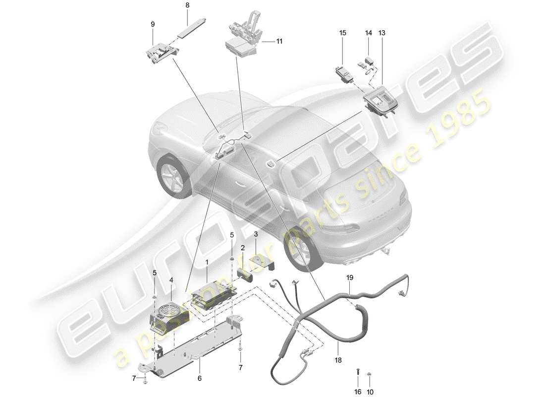 porsche 2016 (macan) pour les véhicules avec téléphone schéma des pièces