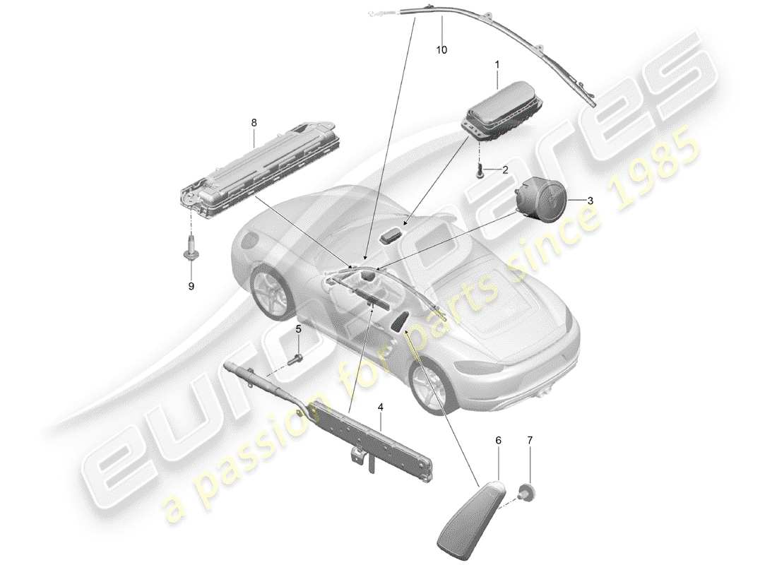 porsche 2020 (718 cayman) schéma des pièces de l'airbag