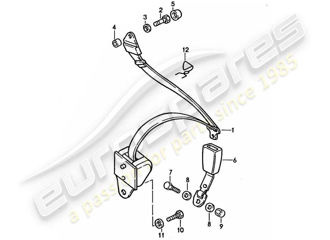 porsche 1992 (928) ceinture de sécurité schéma des pièces