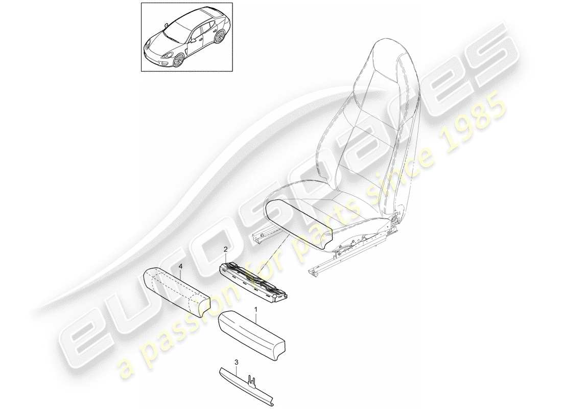 porsche 2015 (panamera 970) coussin de siege schéma des pièces