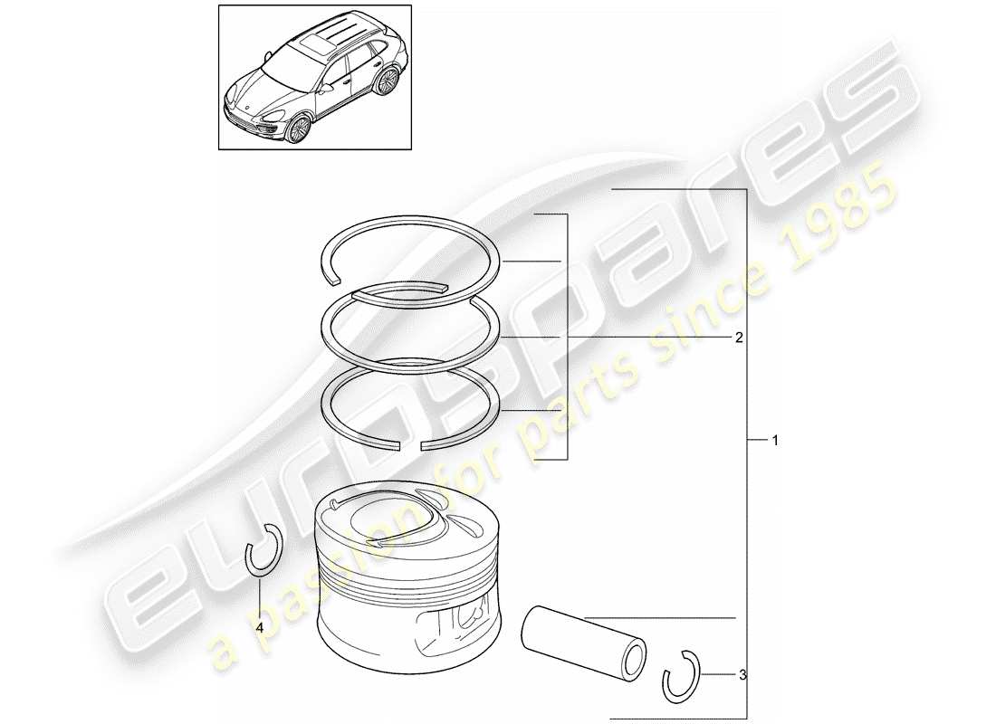 porsche 2018 (cayenne e2 92a) piston schéma des pièces