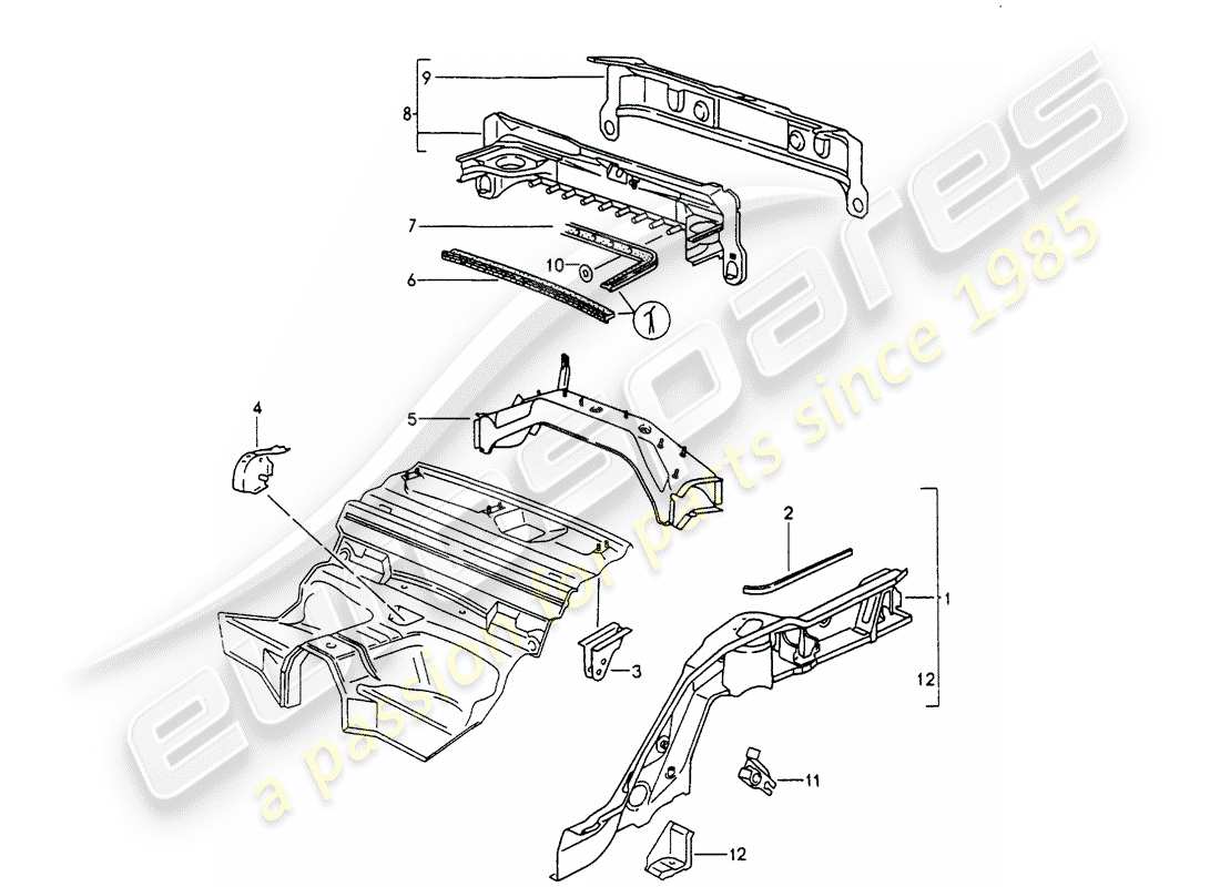 porsche 1998 (993) diagramme des pièces du cadre