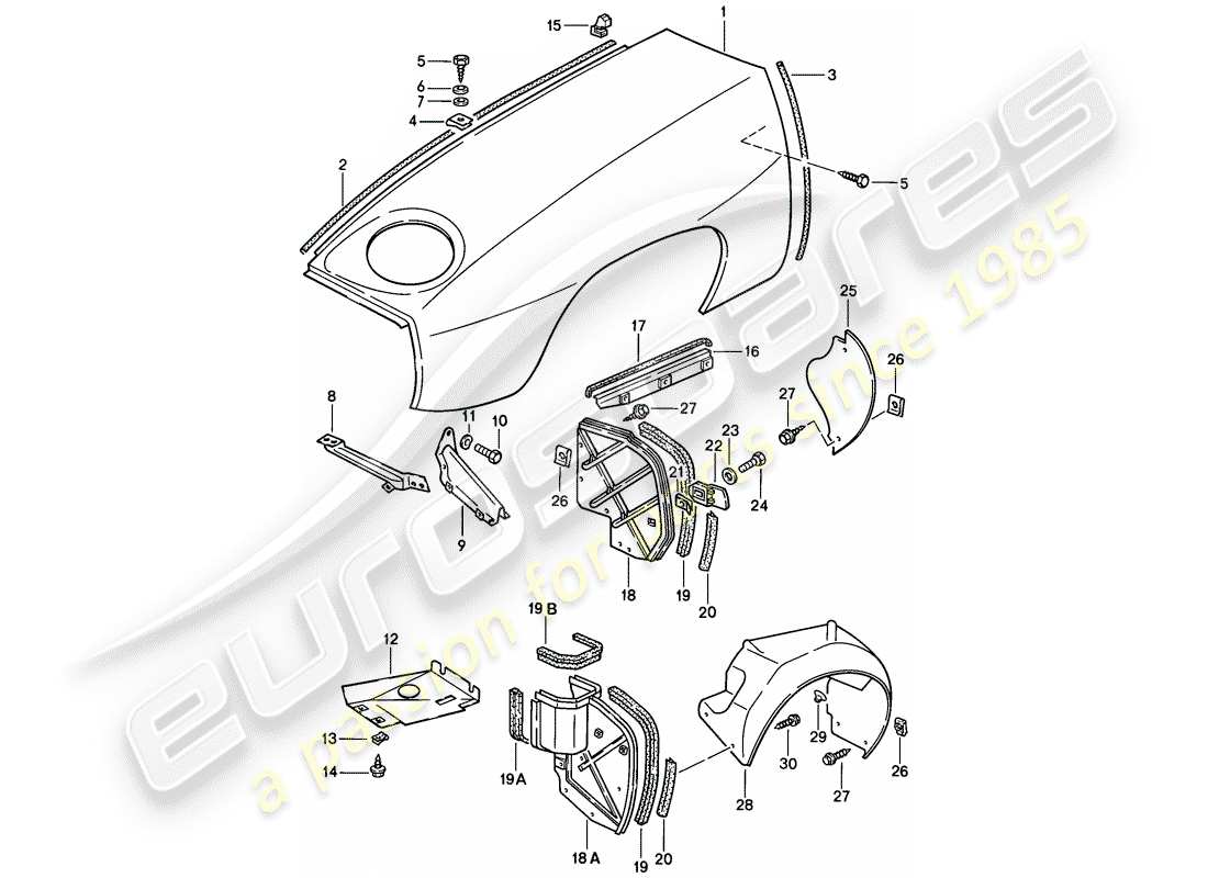 porsche 1986 (928) diagramme des pièces fender