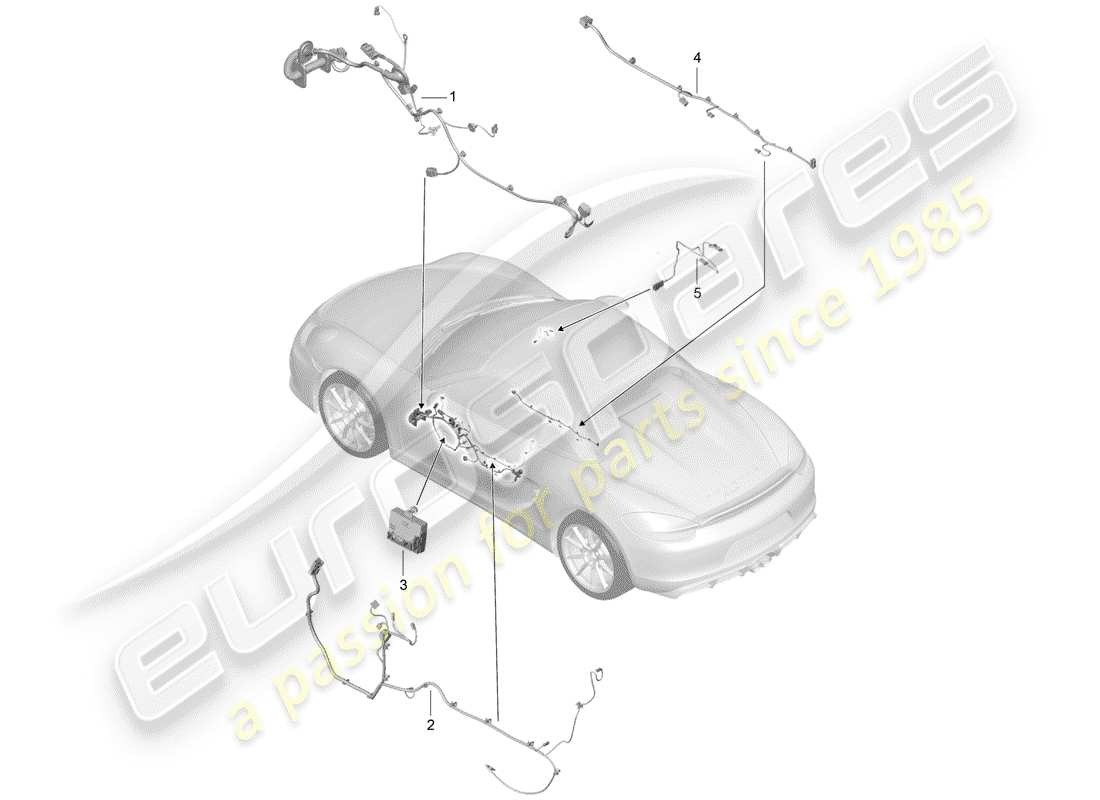 porsche 2016 (981 boxster spyder) faisceaux de câbles schéma des pièces