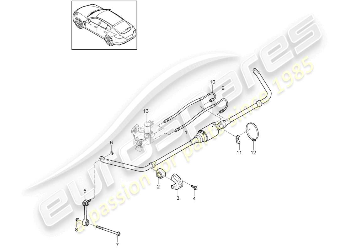 porsche 2010 (cayenne e1 9pa) tuyau de barre anti-roulis schéma des pièces