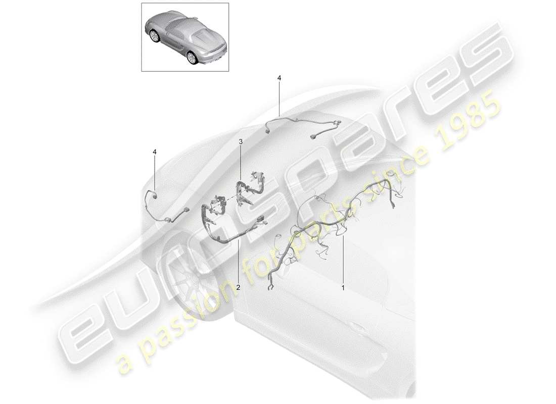 porsche 2016 (981 boxster spyder) faisceau de câblage schéma des pièces