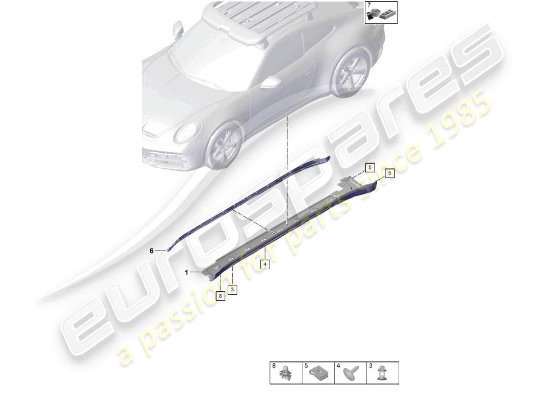 porsche 2019 (992-1) garniture extérieure des longerons schéma des pièces