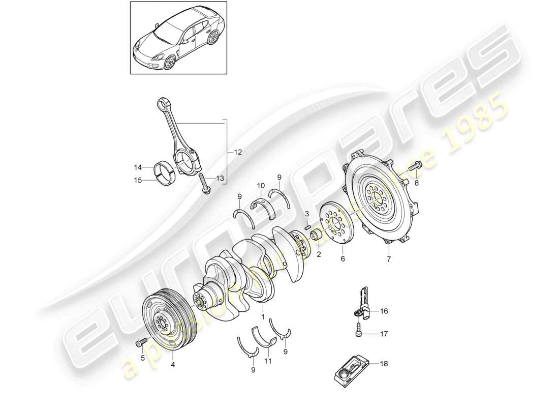 porsche 2010 (cayenne e1 9pa) bielle de vilebrequin schéma des pièces