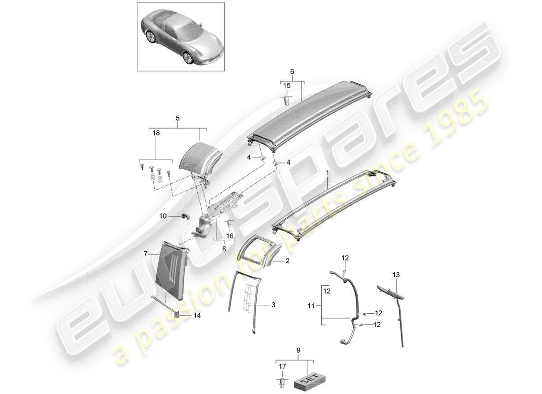 porsche 2013 (991-1) schéma des pièces trim