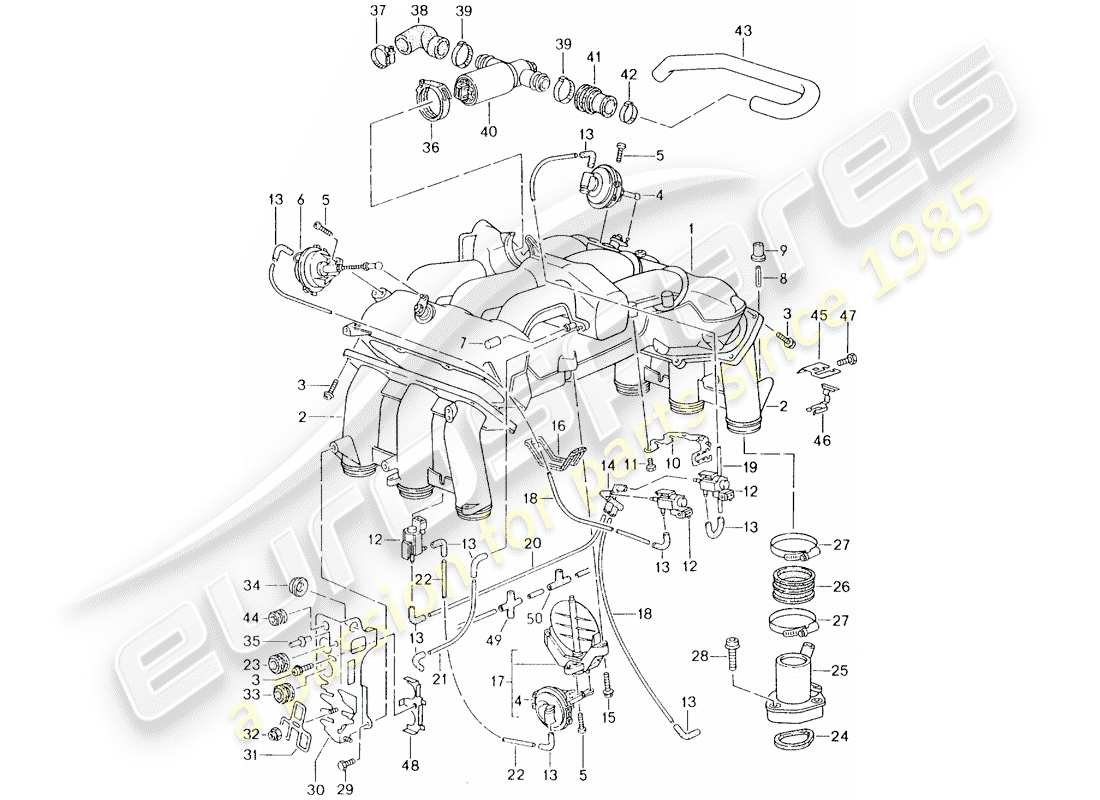porsche 1998 (993) distributeur d'air d'admission schéma des pièces