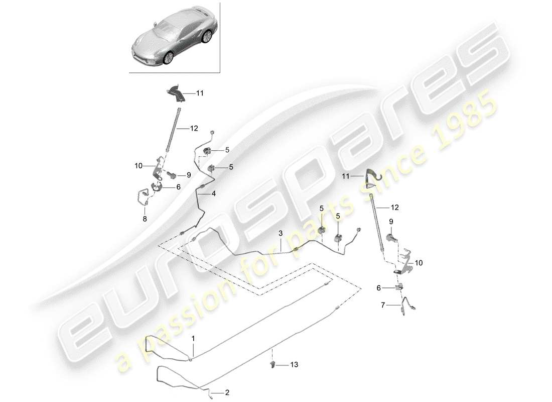 porsche 2014 (991-1 turbo) conduite de frein schéma des pièces