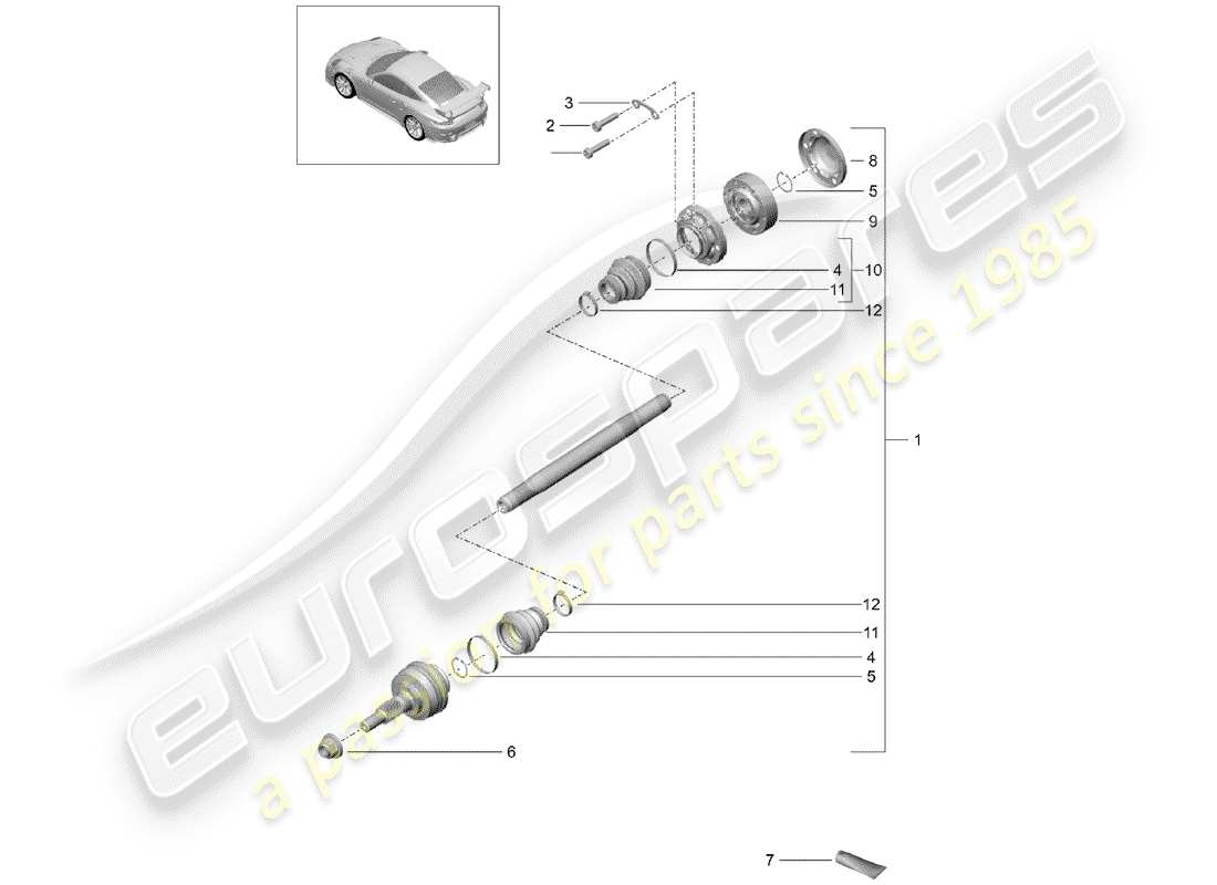 porsche 2016 (991-1 turbo) arbre de transmission schéma des pièces