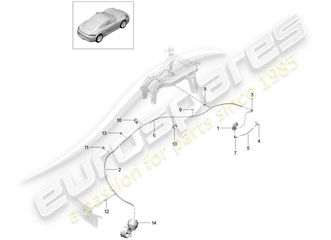 porsche 2019 (718 cayman) système d'échappement schéma des pièces