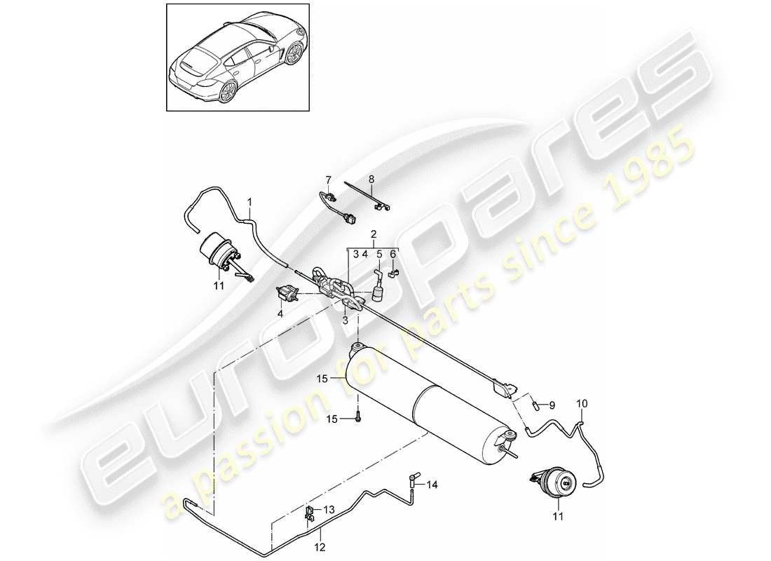 porsche 2010 (panamera 970) système d'échappement schéma des pièces