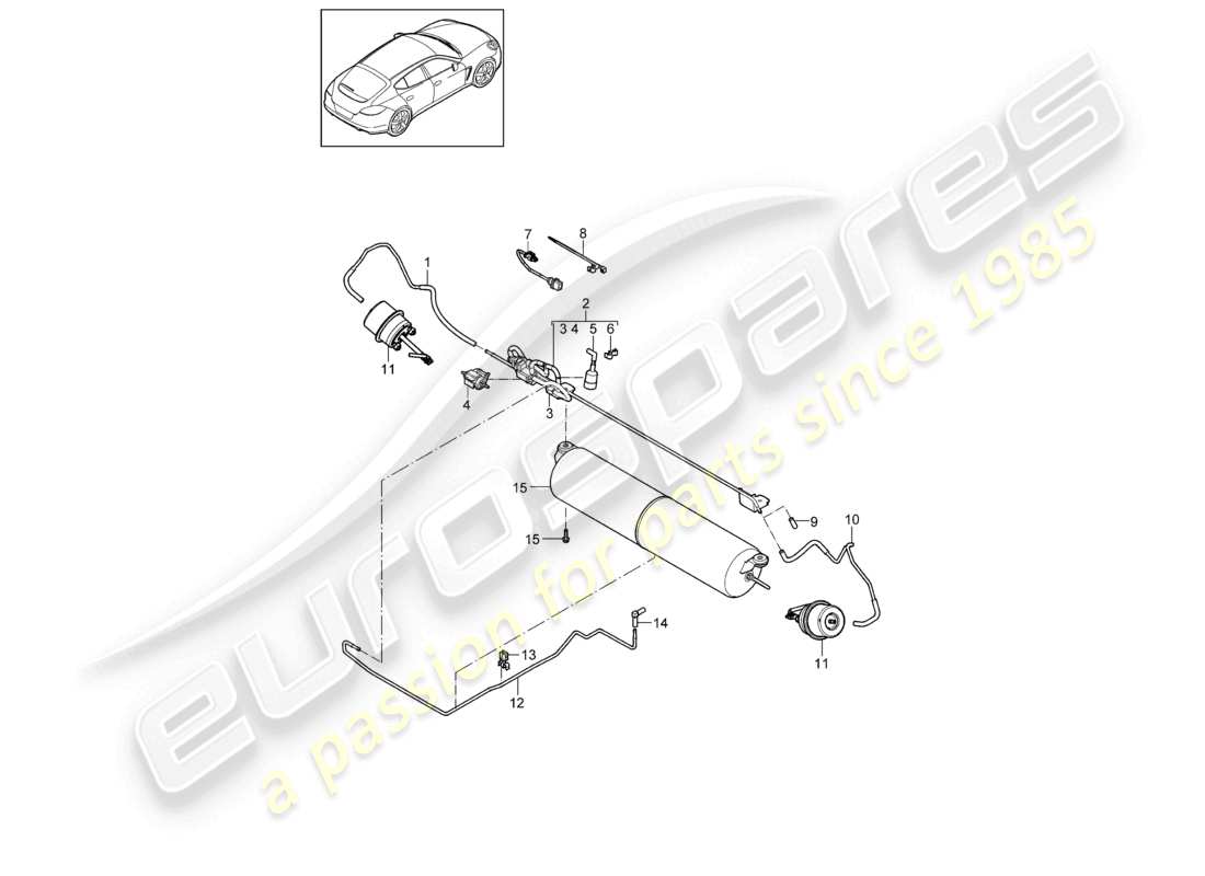 porsche 2010 (cayenne e1 9pa) système d'échappement ligne de commande schéma des pièces