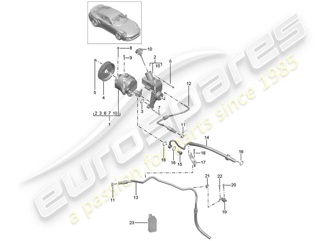 porsche 2014 (991-1 turbo) ligne hydraulique schéma des pièces